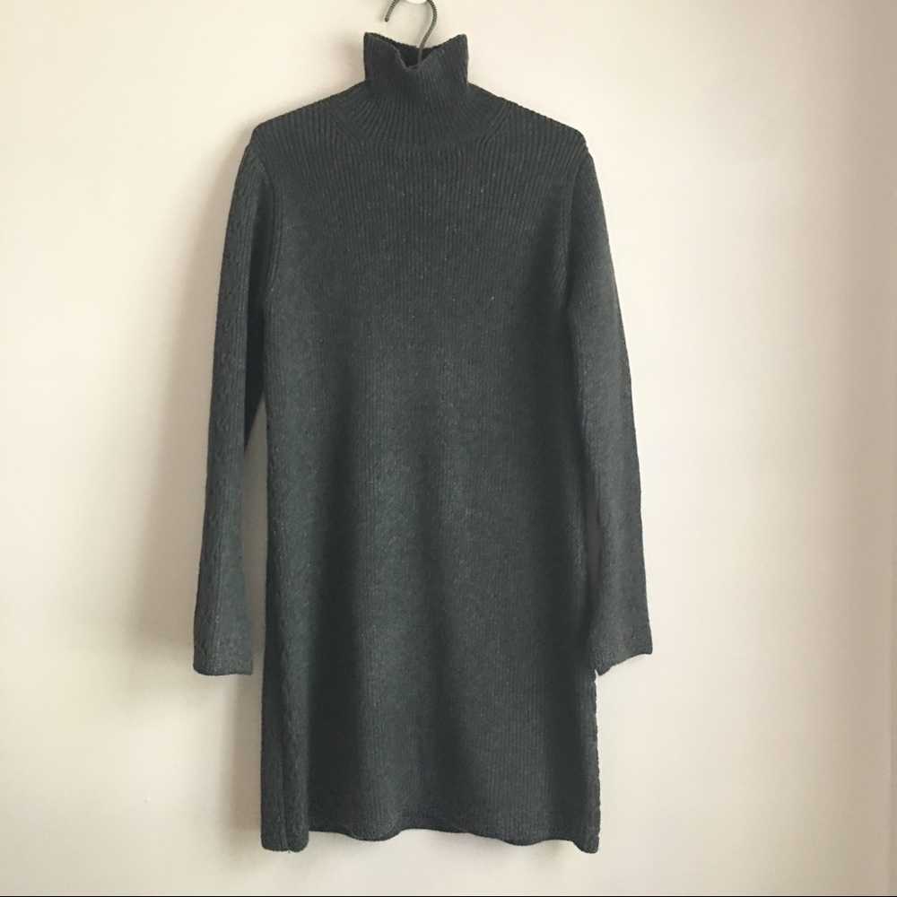 Zara Ribbed Braided Turtleneck Dress Gray Size M - Picture 2 of 12